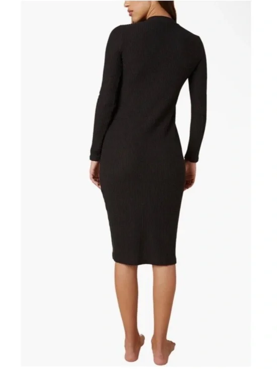 Beyond Yoga Your Line Waffle Knit 2 in 1 Duster Cardigan Dress size Large black - Picture 2 of 12